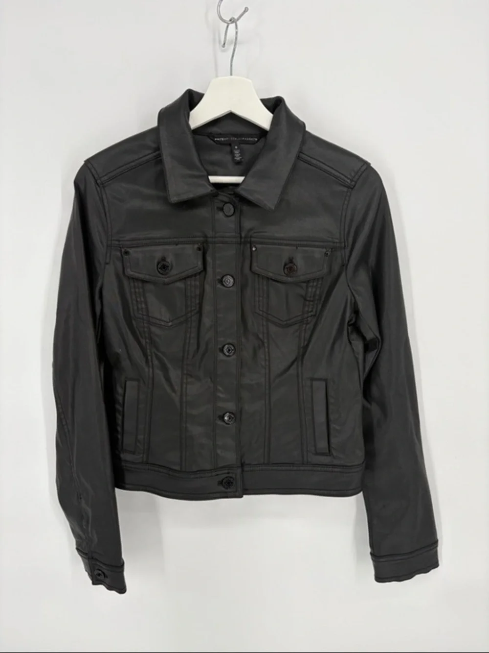 🧇 WHBM black waxed jean Jacket